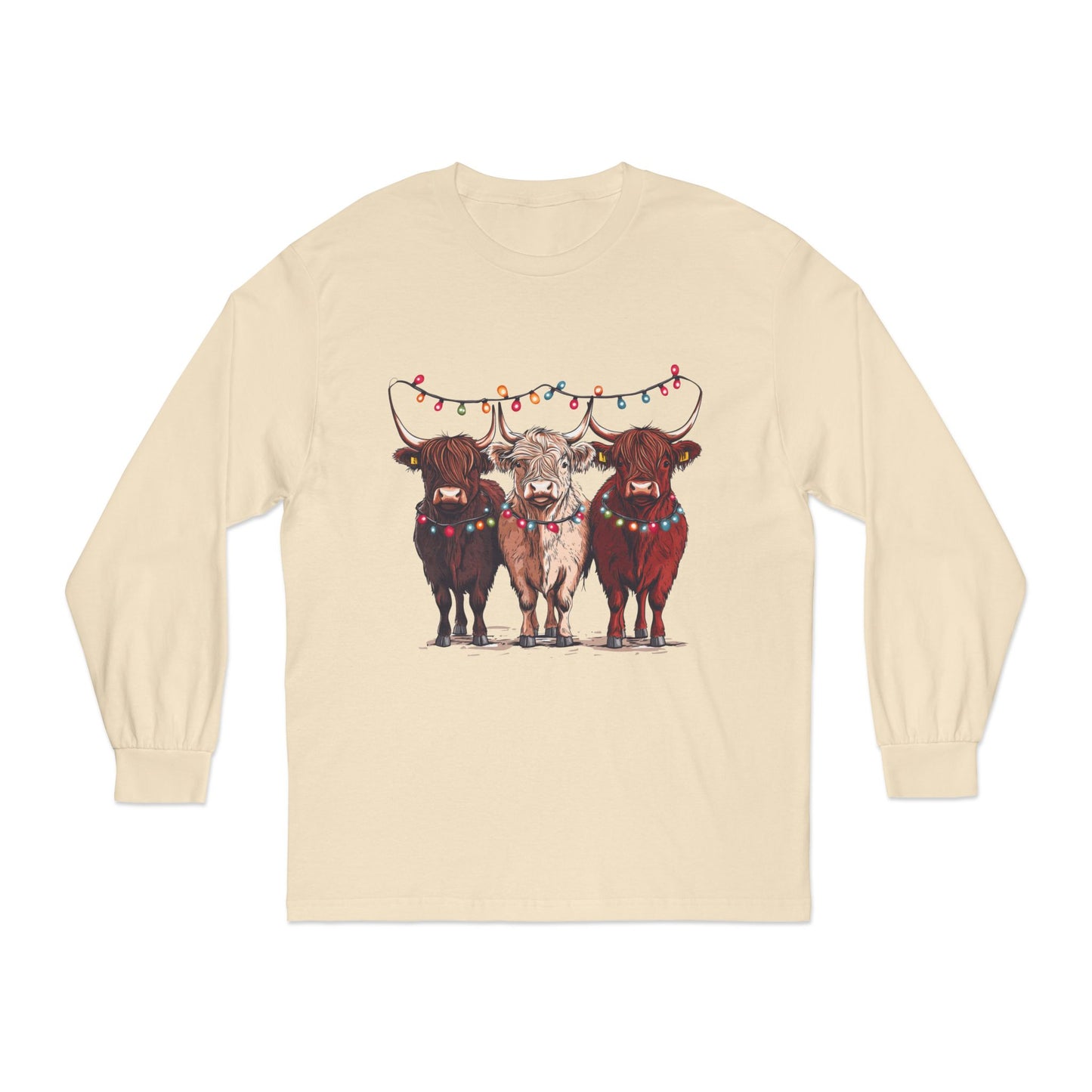 T-Shirt Unisex Classic Long Sleeve Cute Christmas Cows Gift For Anyone Holiday Attire Seasonal Fun
