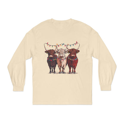 T-Shirt Unisex Classic Long Sleeve Cute Christmas Cows Gift For Anyone Holiday Attire Seasonal Fun