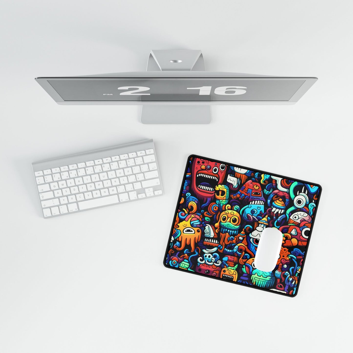 Colorful Doodle Monsters Desk Mat — Vibrant Gaming & Work Mouse Pad