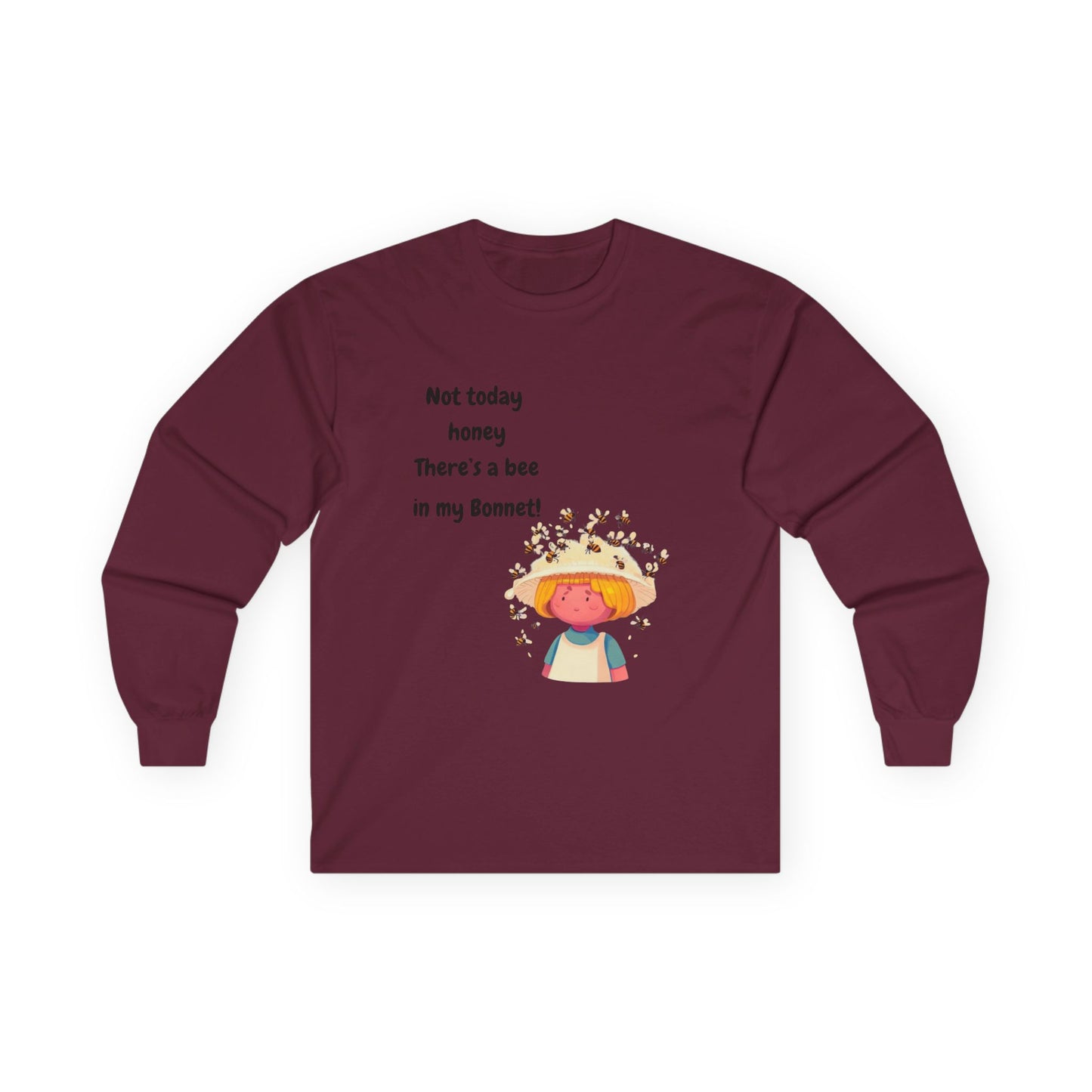 T-Shirt Unisex Long Sleeve Tee with Funny Bee Design Casual Wear Gift for Her Birthday, Summer Outfit Humorous Shirt