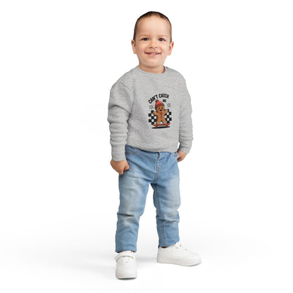 T-Shirt Playful Toddler Sweatshirt with 'Can’t Catch Me' Design Cute Kids Outfit Fun Holiday Gift Cozy Fall Wear Cheeky Gingerbread Sweater