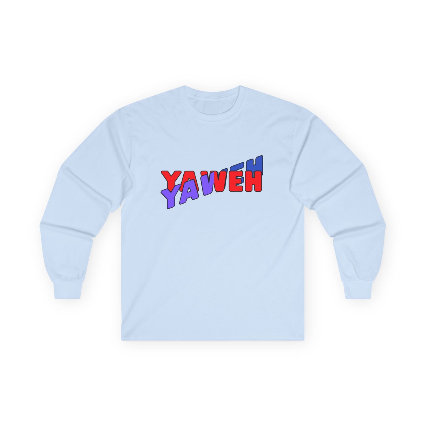 T-Shirt Long Sleeve Tee with 'YAWEH' Design Comfortable Casual Wear Gift for Friends or anyone Unique Shirt for Everyday Christian Style