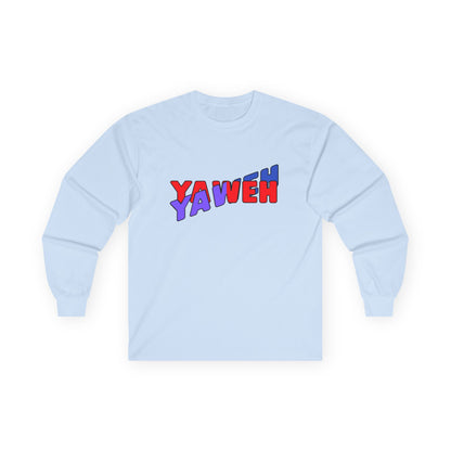 T-Shirt Long Sleeve Tee with 'YAWEH' Design Comfortable Casual Wear Gift for Friends or anyone Unique Shirt for Everyday Christian Style
