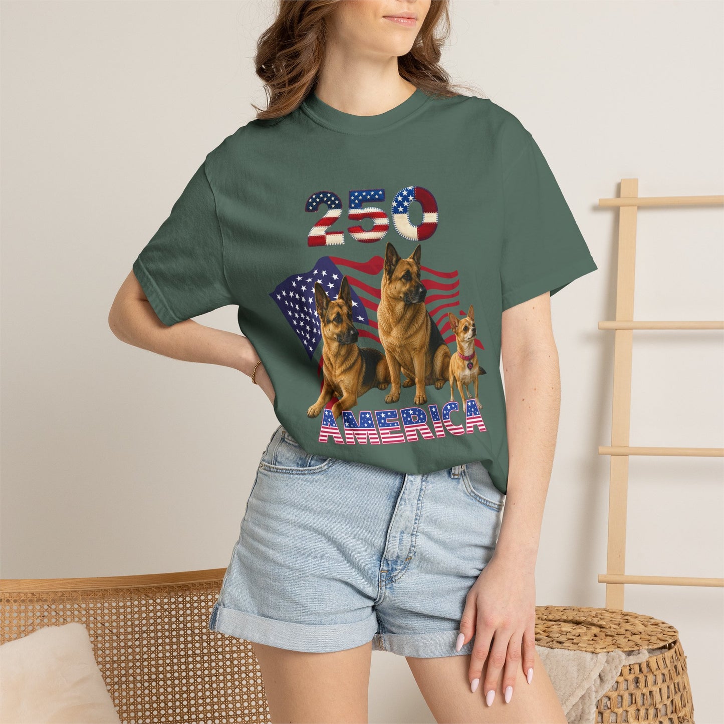 250 America German Shepherds Patriotic T-Shirt