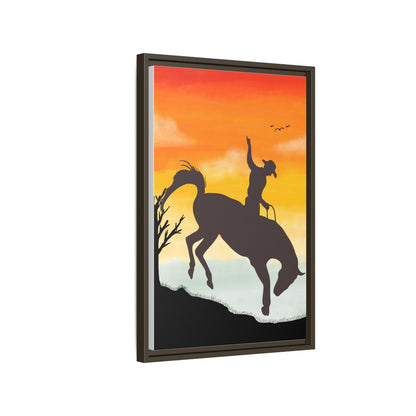 Framed Cowboy Sunset Canvas Art Equestrian Decor Farmhouse Wall Art Rustic Home Decoration Gift for Horse Lovers Rodeo Decor Housewarming Gift