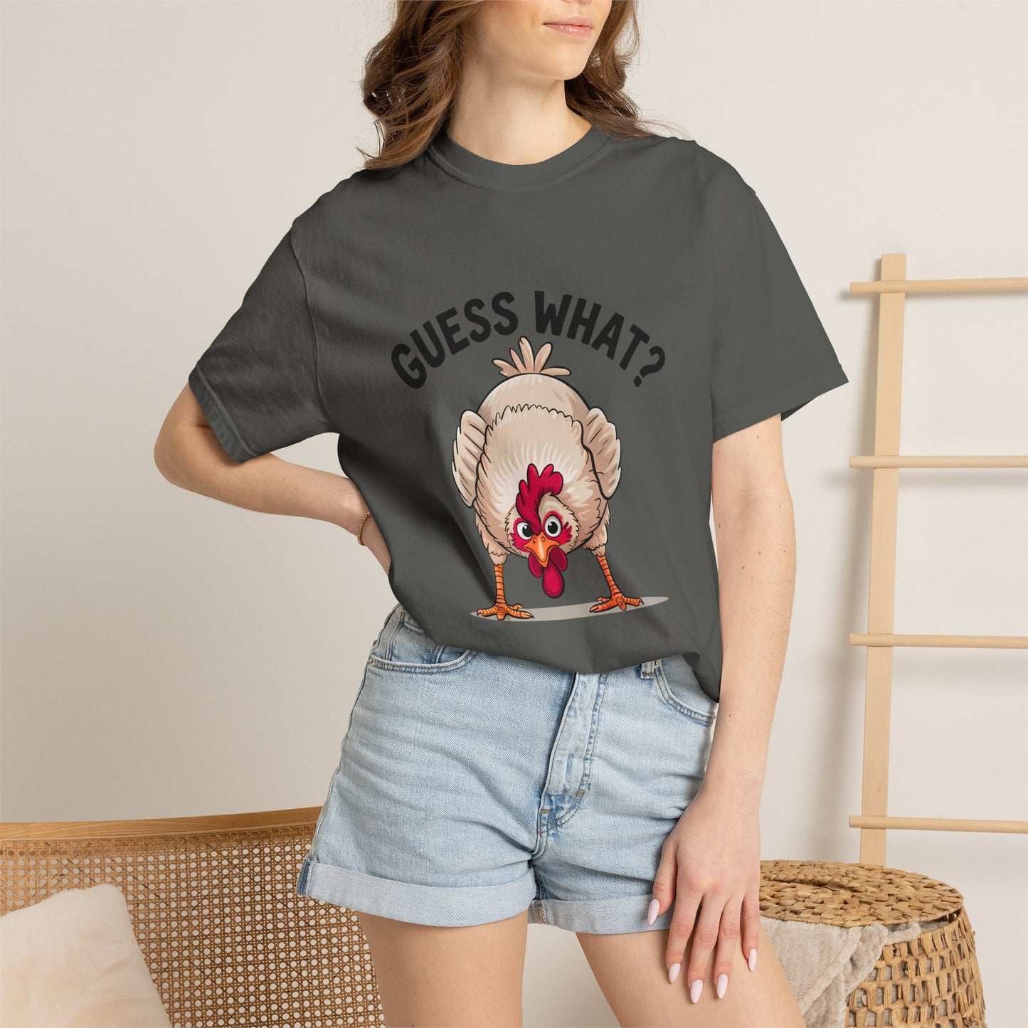 Chicken Butt T-Shirt "Guess What? Chicken Butt!" Funny Novelty Tee Conversation Starter Humorous Statement