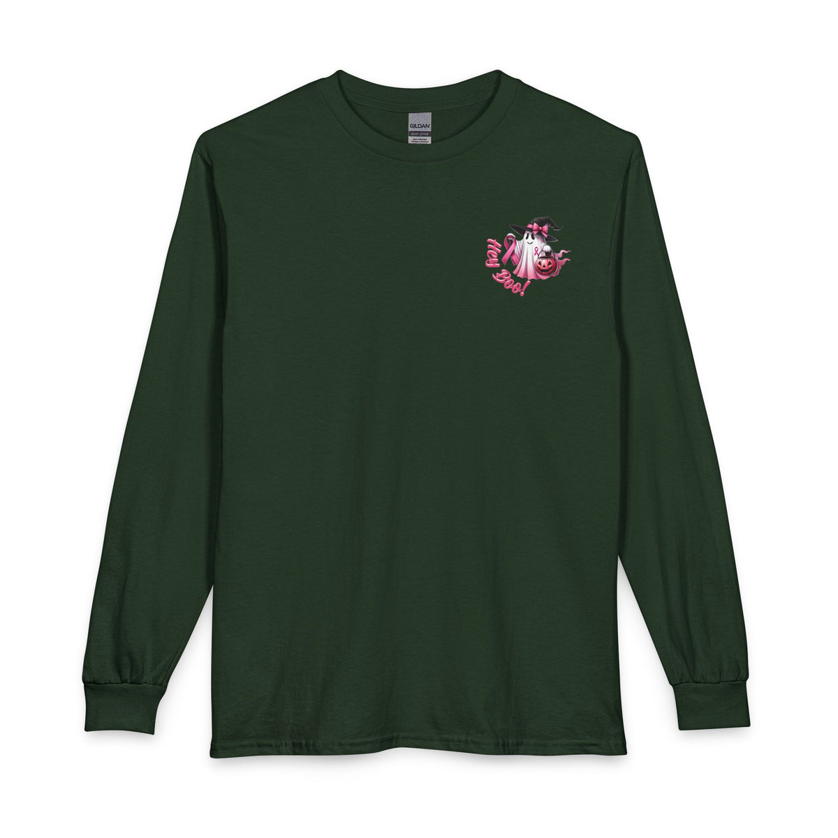 Breast Cancer Awareness Long Sleeve Tee — "In October We Wear Pink" Cow Design