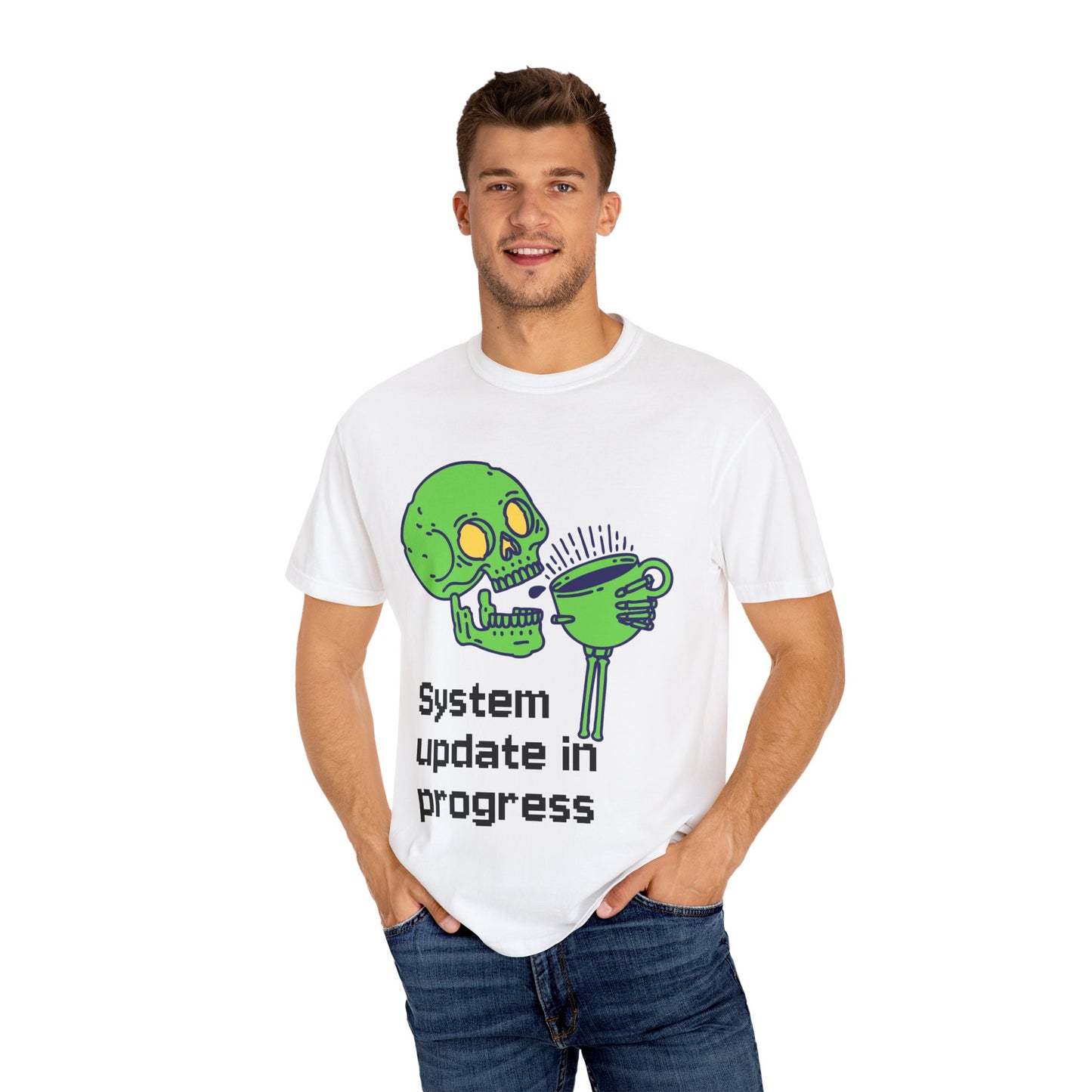 T-Shirt Funny Skeleton T-Shirt Unisex Graphic Tee Halloween Shirt Casual Wear Gift for Tech Lovers Humor Apparel