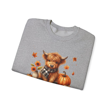 Sweatshirt Autumn Wear Funny Crewneck Pullover Fall Fashion Farm Style Cozy  Casual Outfit Highland Cow Design Print Comfort Wear Cotton Blend