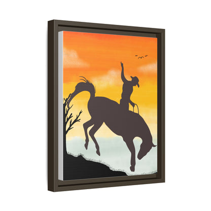 Framed Cowboy Sunset Canvas Art Equestrian Decor Farmhouse Wall Art Rustic Home Decoration Gift for Horse Lovers Rodeo Decor Housewarming Gift