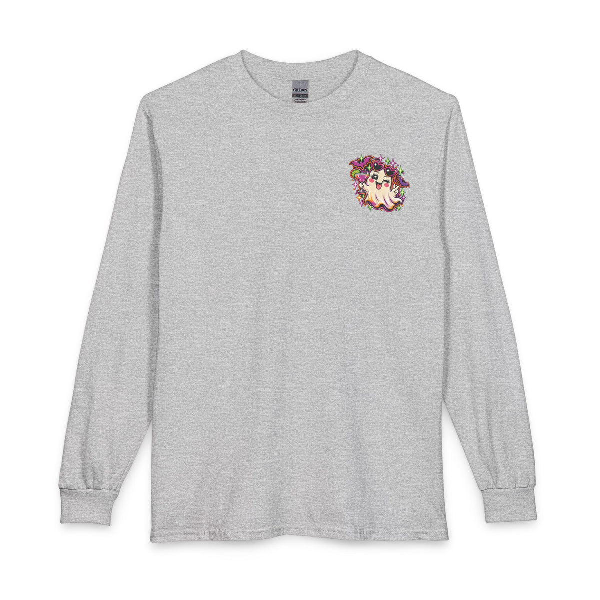 Halloween Long Sleeve Tee — "Just Here for the Boos" Ghost Party Shirt