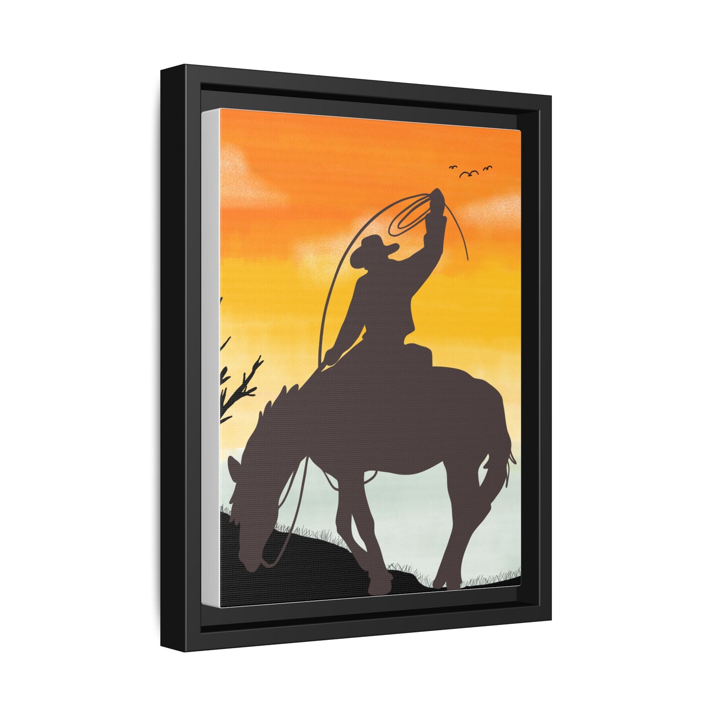 Framed Cowboy Rodeo Art Print Canvas Wall Decor Western Home Decor Rustic Cowboy Gift Equestrian Wall Art Country Themed Art Housewarming Gift