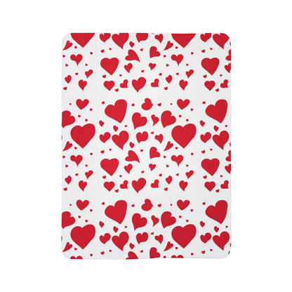 Valentine Heart Fleece Sherpa Blanket — Cozy Red Heart Throw for Romantic Gifts