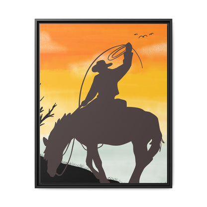 Framed Cowboy Rodeo Art Print Canvas Wall Decor Western Home Decor Rustic Cowboy Gift Equestrian Wall Art Country Themed Art Housewarming Gift