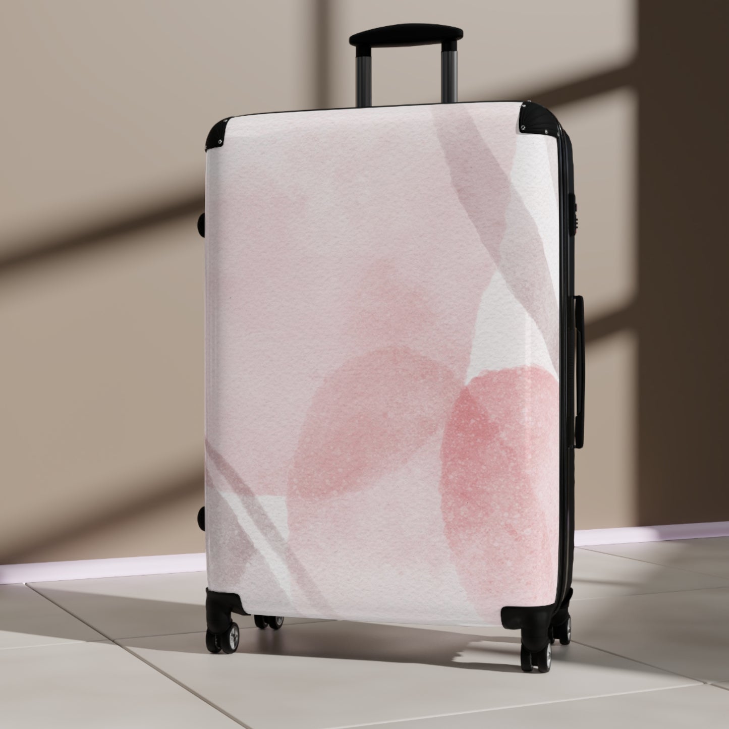 Blush Watercolor Carry-On Suitcase Lightweight Floral Travel Luggage