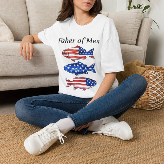 Fisher of Men T-Shirt — Patriotic American Flag Fish Tee