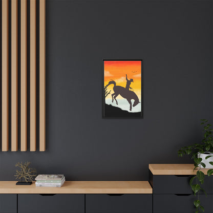 Framed Cowboy Sunset Canvas Art Equestrian Decor Farmhouse Wall Art Rustic Home Decoration Gift for Horse Lovers Rodeo Decor Housewarming Gift
