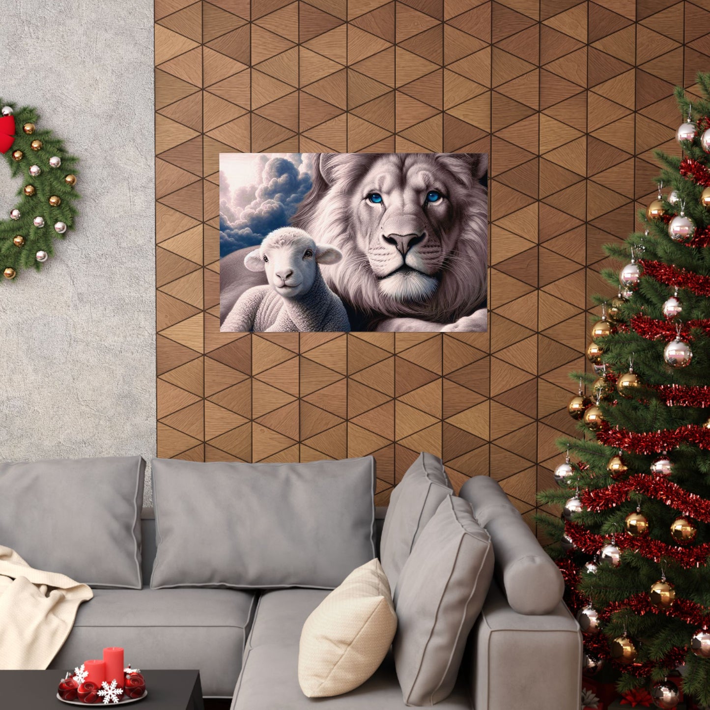 Lion and Lamb Matte Poster – Inspirational Religious Wall Art, Peaceful Nursery Print