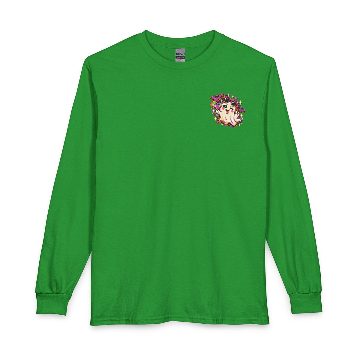 Halloween Long Sleeve Tee — "Just Here for the Boos" Ghost Party Shirt