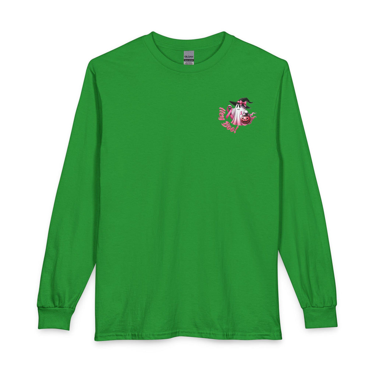 Breast Cancer Awareness Long Sleeve Tee — "In October We Wear Pink" Cow Design