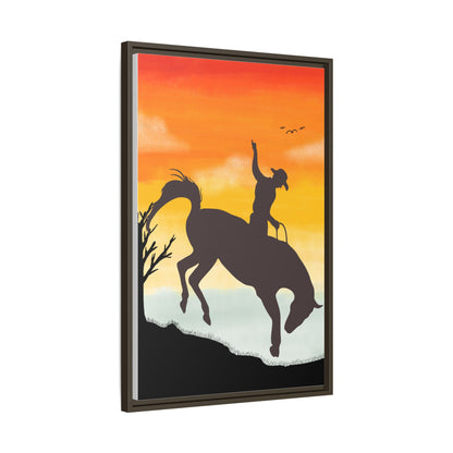 Framed Cowboy Sunset Canvas Art Equestrian Decor Farmhouse Wall Art Rustic Home Decoration Gift for Horse Lovers Rodeo Decor Housewarming Gift