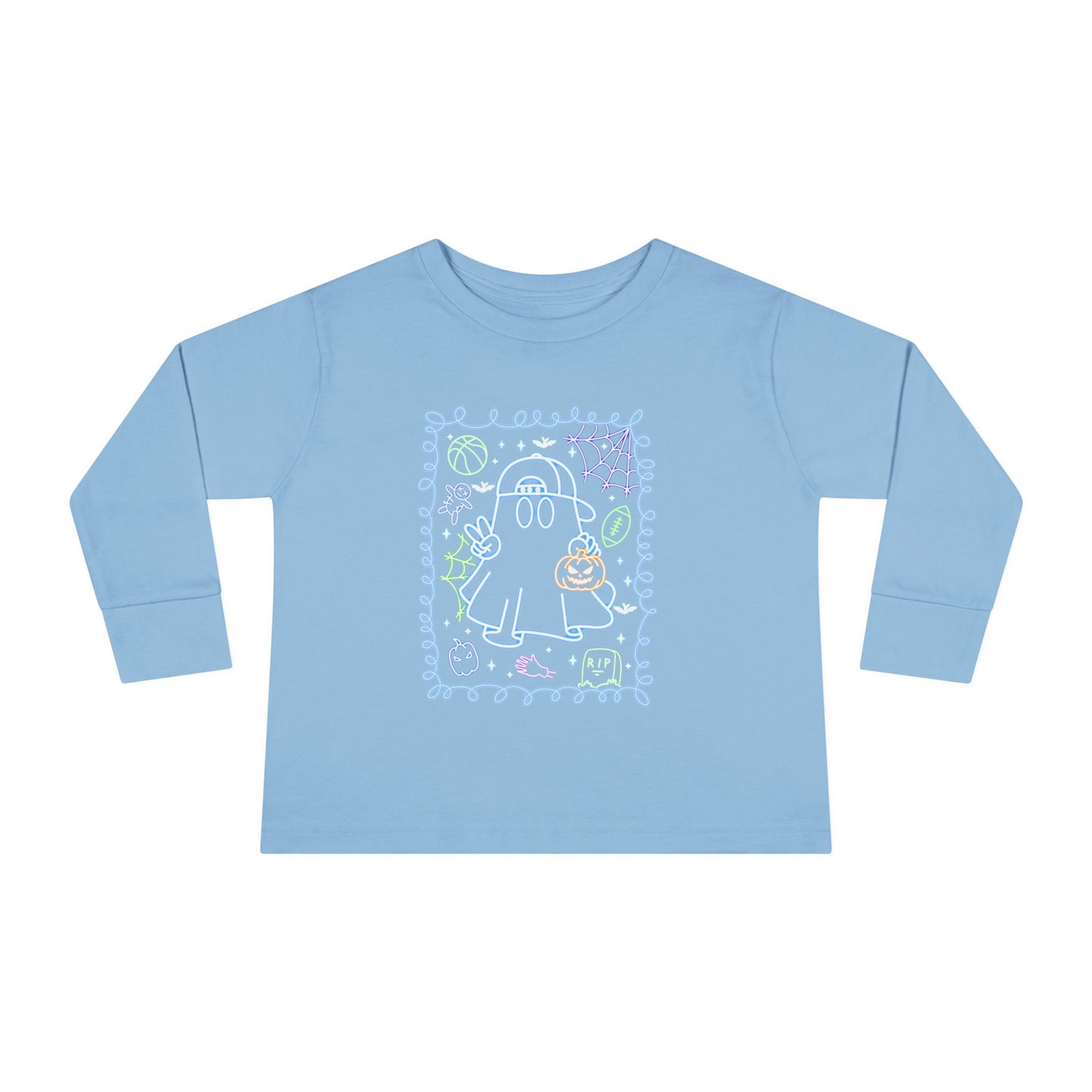 T-Shirt Cute Ghost Toddler Long Sleeve Tee Halloween Gift Kids' Halloween Shirt Autumn Outfit Playful Toddler Clothing
