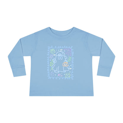 T-Shirt Cute Ghost Toddler Long Sleeve Tee Halloween Gift Kids' Halloween Shirt Autumn Outfit Playful Toddler Clothing