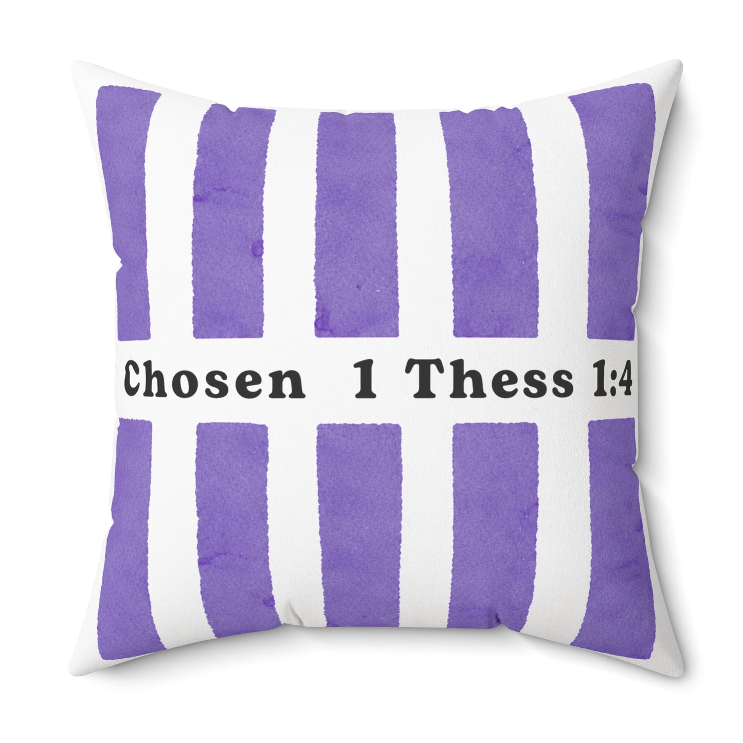 Chosen 1 Thess 1:4 Decorative Throw Pillow — Purple Striped Faith Accent