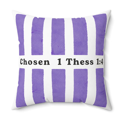 Chosen 1 Thess 1:4 Decorative Throw Pillow — Purple Striped Faith Accent
