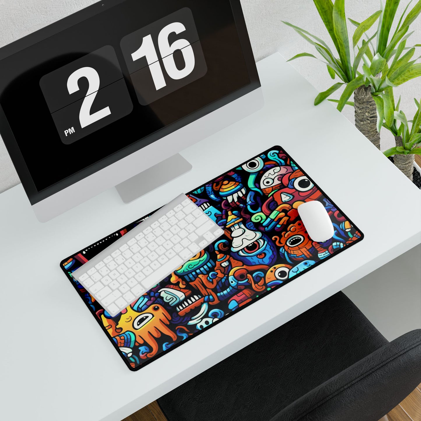 Colorful Doodle Monsters Desk Mat — Vibrant Gaming & Work Mouse Pad