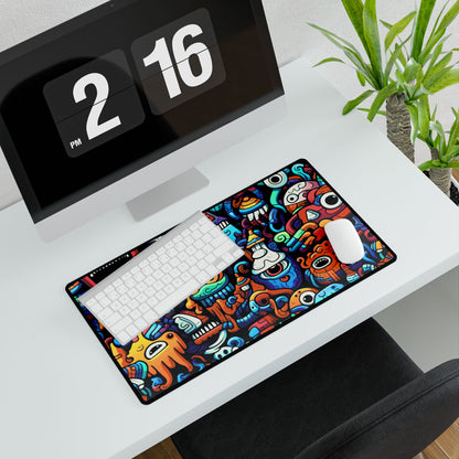 Colorful Doodle Monsters Desk Mat — Vibrant Gaming & Work Mouse Pad