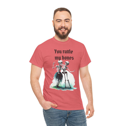 T-Shirt Skeleton Dance Tee  You Rattle My Bones Halloween Shirt Unisex Graphic Tee Cute Skeleton Costume Spooky Season Apparel