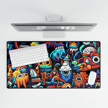Colorful Doodle Monsters Desk Mat — Vibrant Gaming & Work Mouse Pad
