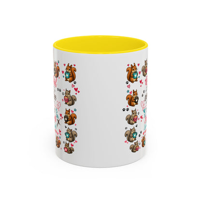 Accent Coffee Mug — "A Girl Can't Survive on Coffee Alone" Cute Squirrel Faith Mug