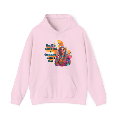 Retro Hippie Hoodie – "The 70's wasn't your generation it was mine" Colorful Boho Graphic