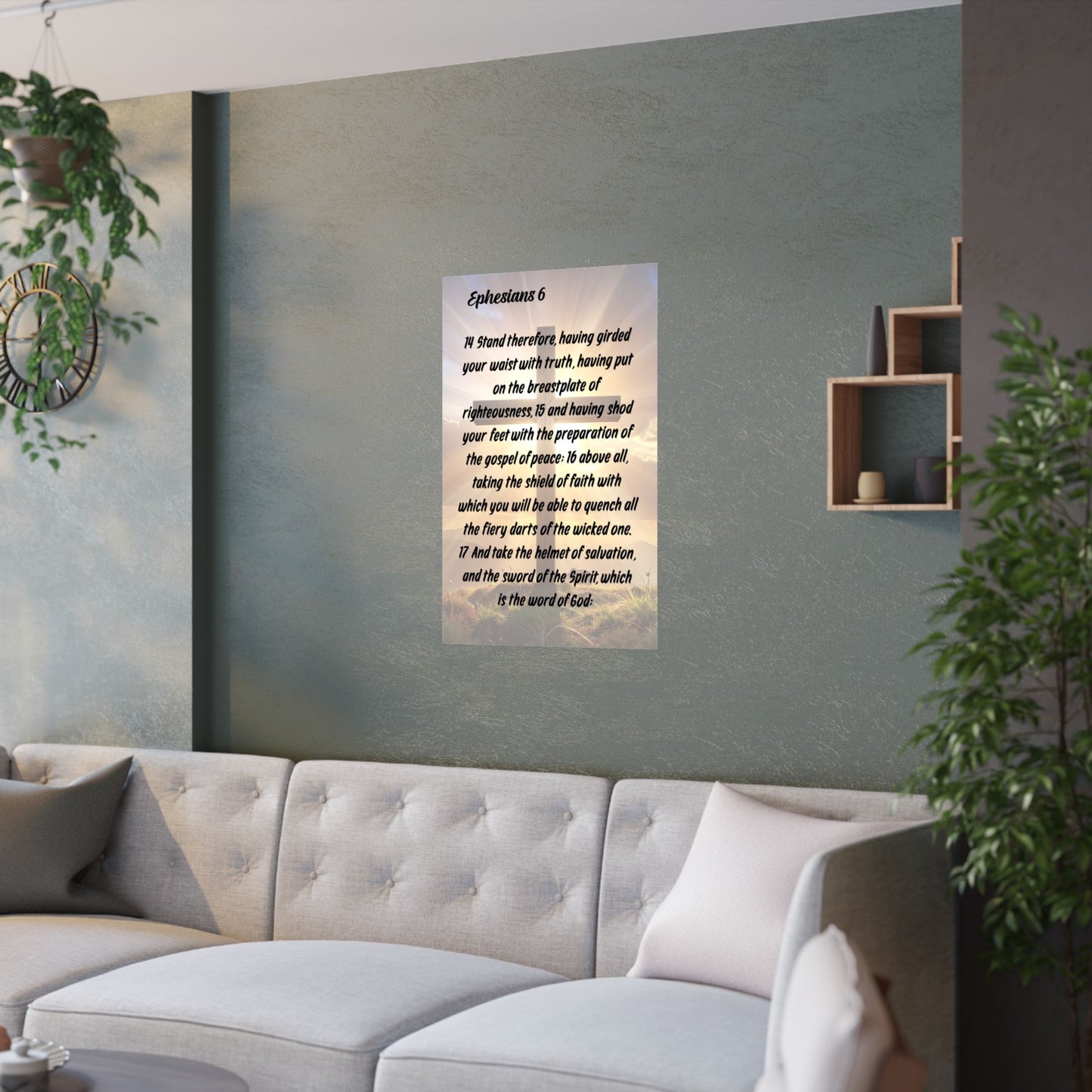 Ephesians 6 Scripture Satin Poster – Armor of God Inspirational Wall Art