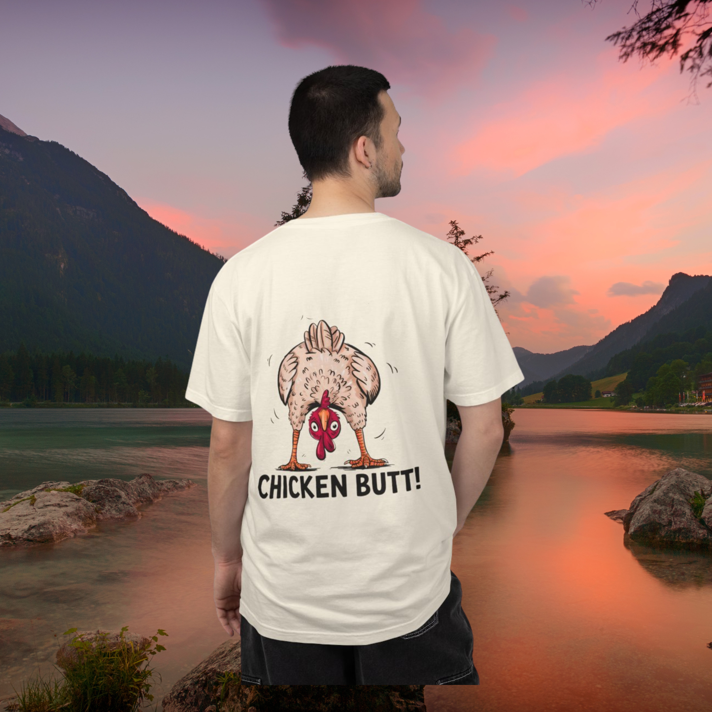 Chicken Butt T-Shirt "Guess What? Chicken Butt!" Funny Novelty Tee Conversation Starter Humorous Statement