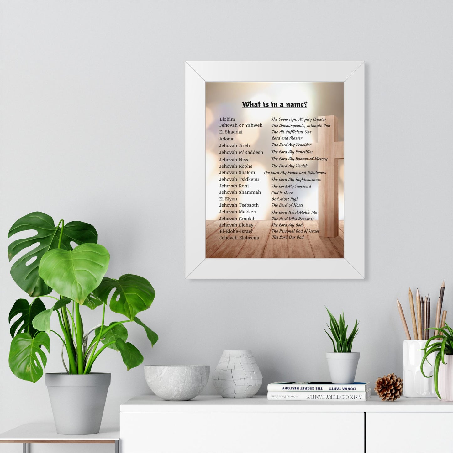 Framed Name Poster Inspirational Wall Art Spiritual Gift Home Decor Unique Name Meaning Print Personalized Artwork Christian