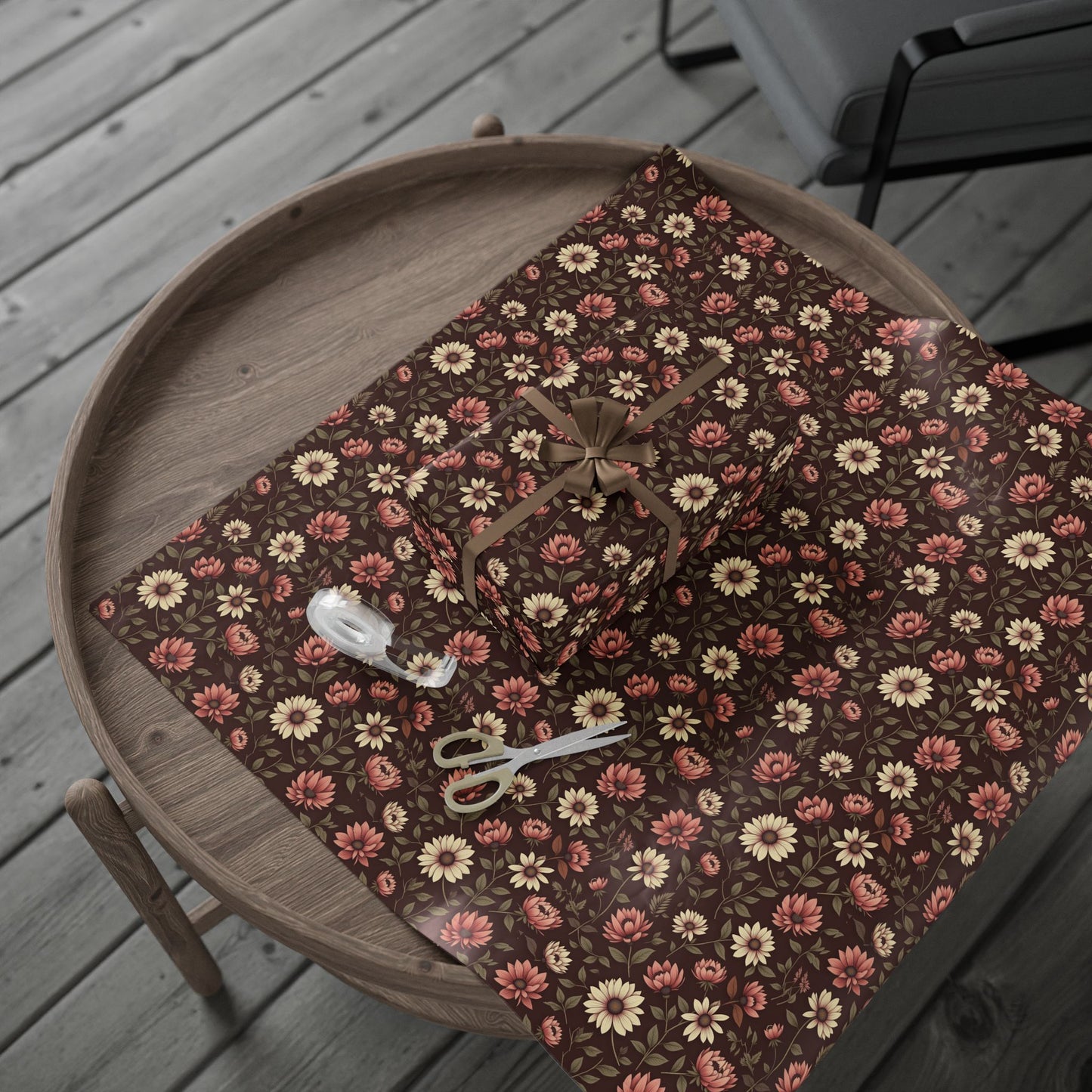 Floral Gift Wrap Paper Rustic Wrapping Paper for Birthdays Holidays & Special Occasions Eco Friendly Gift Packaging Floral Design
