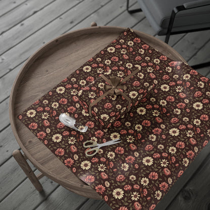 Floral Gift Wrap Paper Rustic Wrapping Paper for Birthdays Holidays & Special Occasions Eco Friendly Gift Packaging Floral Design
