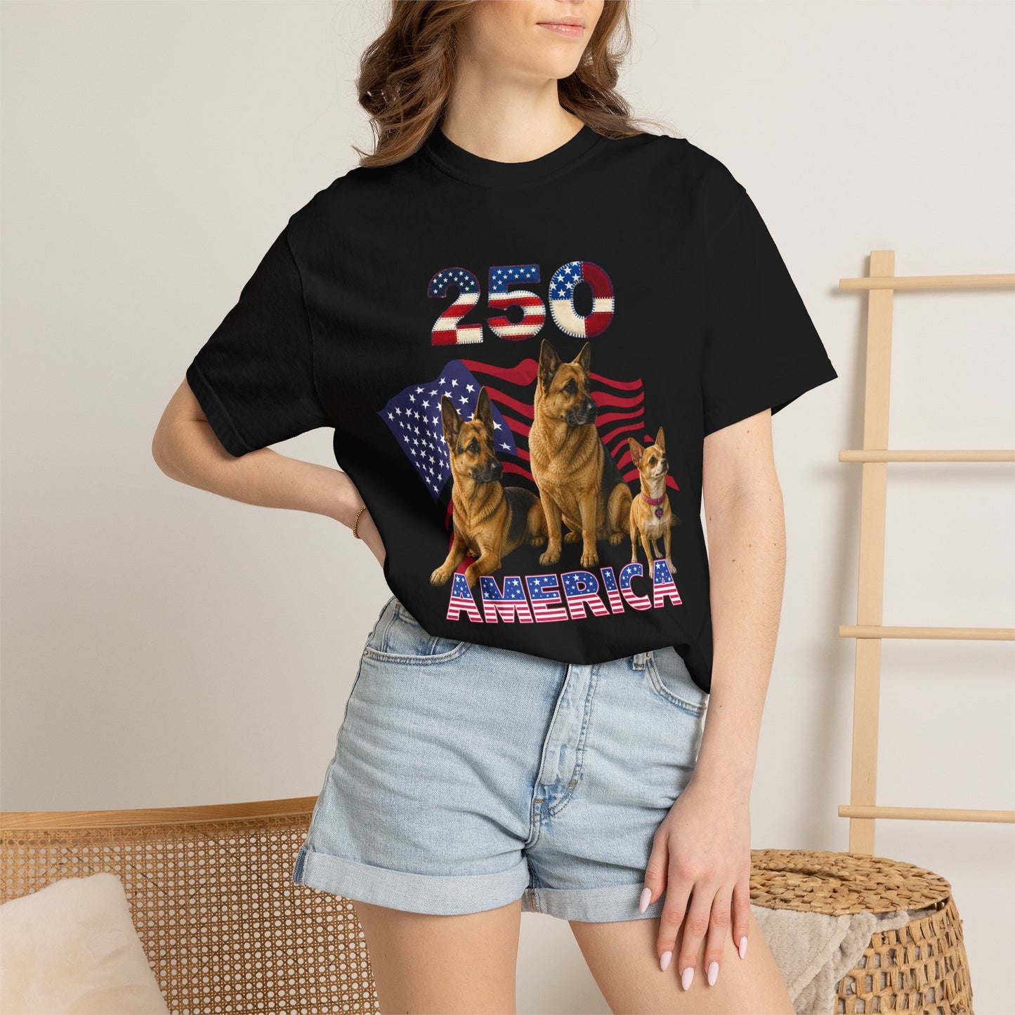 250 America German Shepherds Patriotic T-Shirt