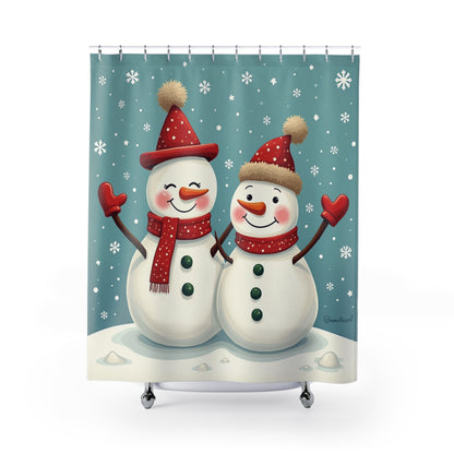 Festive Snowman Shower Curtain, Winter Decor, Holiday Bathroom Accent, Christmas Gift, Snowman Lovers Decor