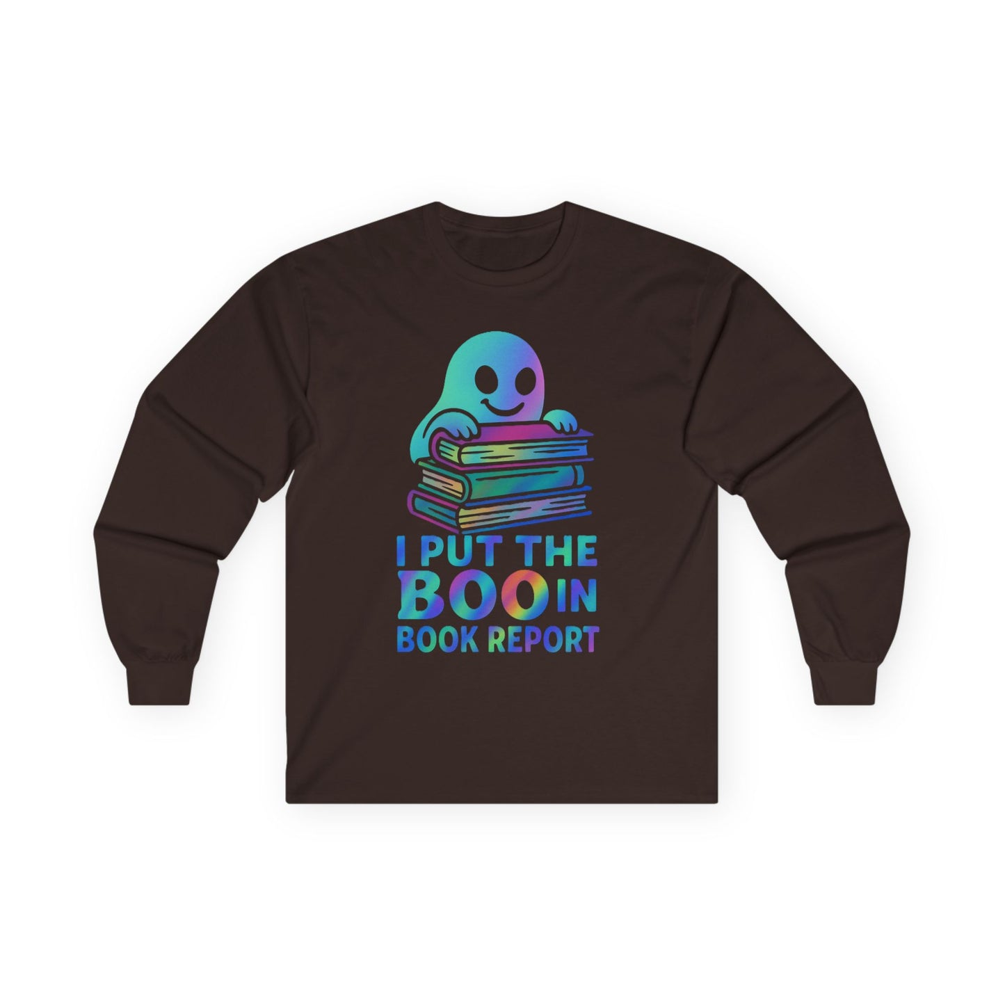 T-Shirt Whimsical Long Sleeve Tee for Book Lovers Halloween Shirt Cozy All-Seasons Top Fun Gift for Readers Book Report Humor Teacher Gift