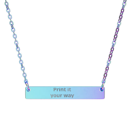 Engravable Horizontal Bar Necklace — Custom Name & Message Pendant
