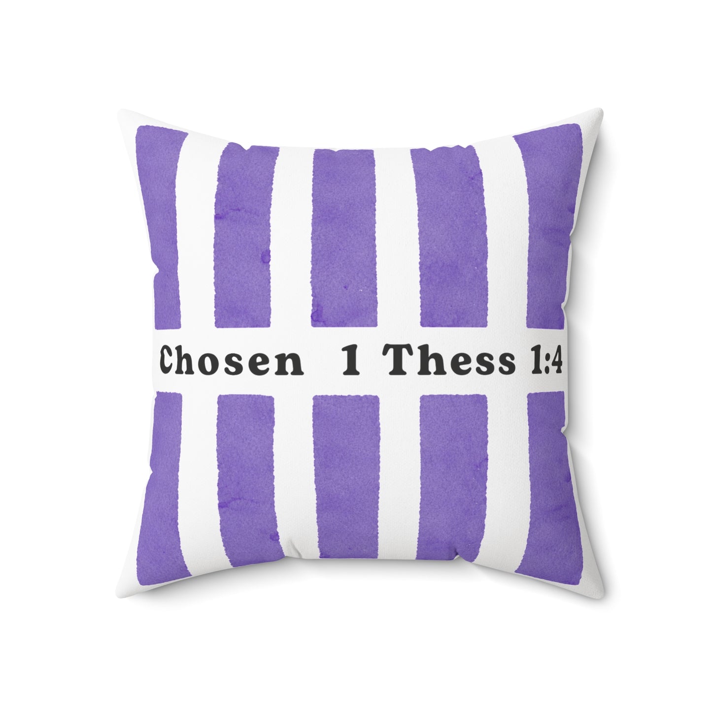Chosen 1 Thess 1:4 Decorative Throw Pillow — Purple Striped Faith Accent