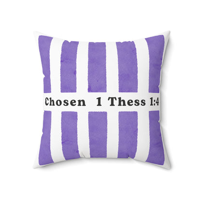 Chosen 1 Thess 1:4 Decorative Throw Pillow — Purple Striped Faith Accent
