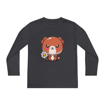 T-Shirt Cute Bear Youth Long Sleeve Competitor Tee Kids Bear Shirt Playful Tee for Boys and Girls Adorable Spring Apparel Gift