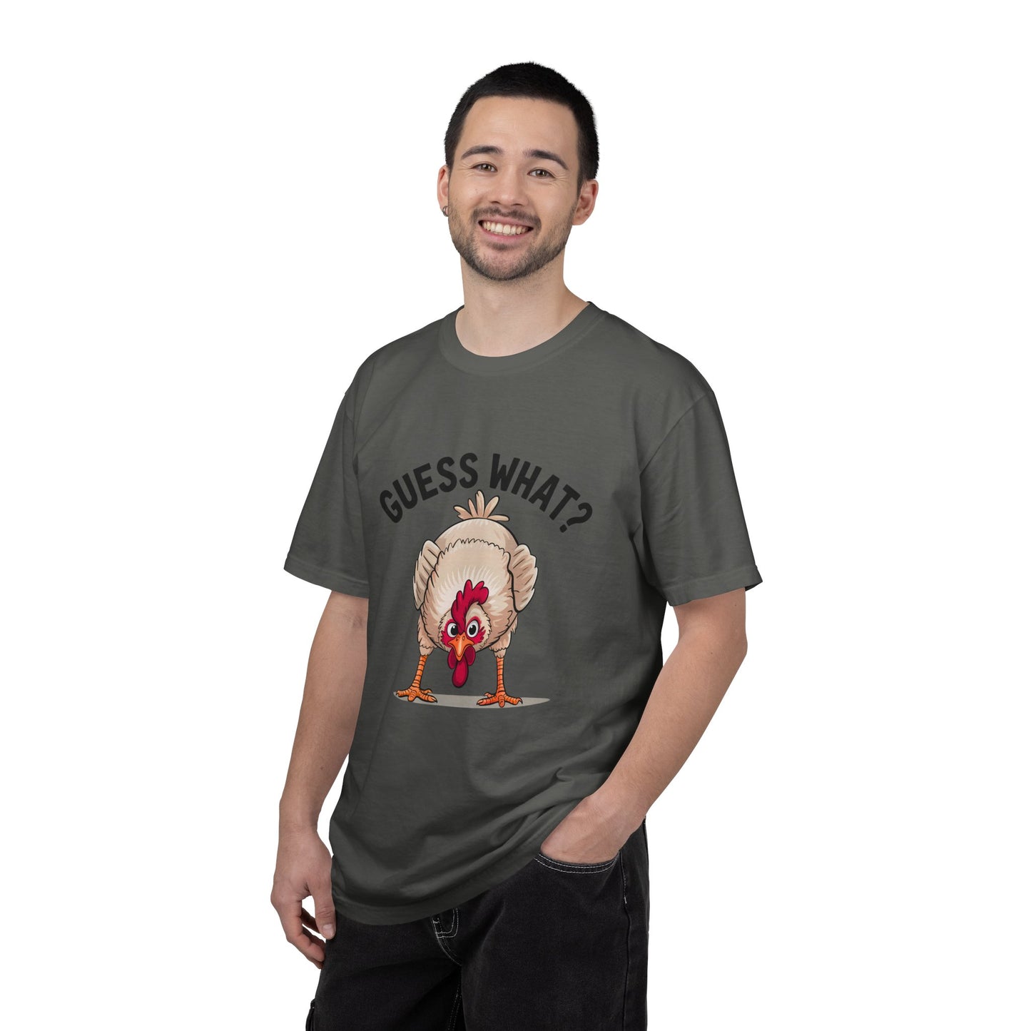 Chicken Butt T-Shirt "Guess What? Chicken Butt!" Funny Novelty Tee Conversation Starter Humorous Statement