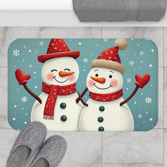 Festive Snowman Bath Mat, Holiday Decor, Winter Home Accessory, Christmas Gift, Cute Bathroom Decor