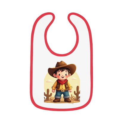 Cowboy Baby Bib with Contrast Trim, Cute Toddler Bib, Western-Themed Baby Gift, Infant Feeding Bib, Baby Shower Gift